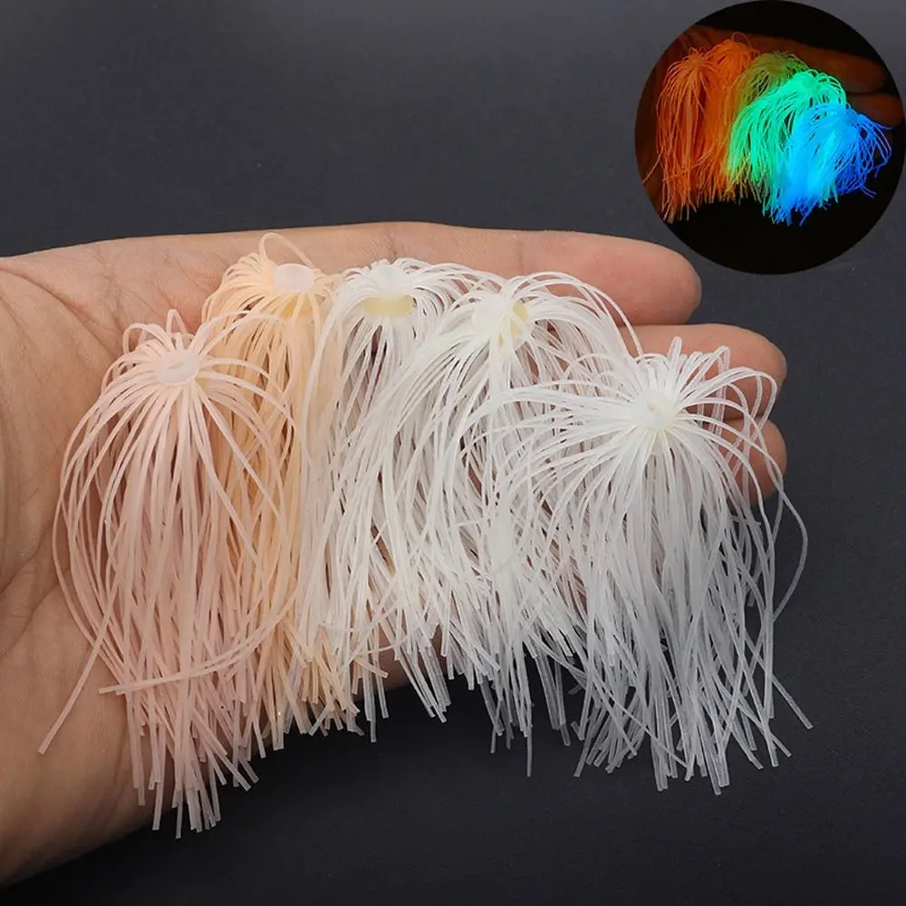 Luminous Fishing Umbrella Skirts Glowing 88 Strands Lure Silicone Skirts Replacement 65mm Silicone Jig Skirts Buzzbaits