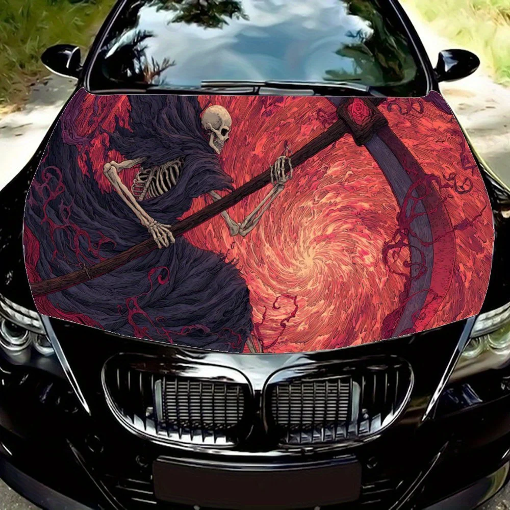 

Reaper with Axe,Car Hood Decal, Self-Adhesive Waterproof PVC Car hood Sticker,Car Decoration Scratch Resistant Sticker Protectio