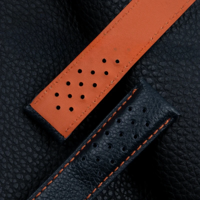 Pulseira de relógio de couro genuíno para heuer tag monaco golfo série dissipação de calor sweatproof respirável pulseiras de couro 22mm