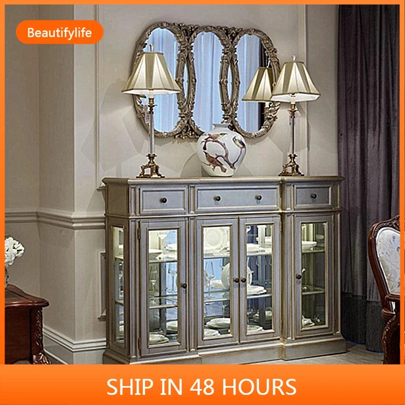 

American countryside, solid wood foyer, entrance cabinet, French living room, modern light luxury dining side cabinet