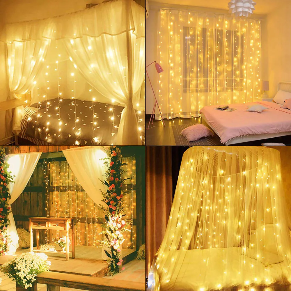 3M USB RGB Garland Curtain Festoon LED Lights Fairy Light Ramadan Christmas Tree Decoration 2023 Bedroom Room Decor Aesthetic