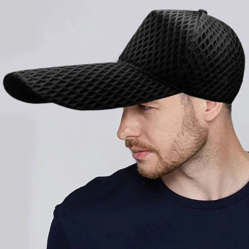 

14cm Long Brim Baseball Cap Men Outdoor Fishing Big Size Sun Hat Oversize Trucker Cap Women Plus Size Mesh