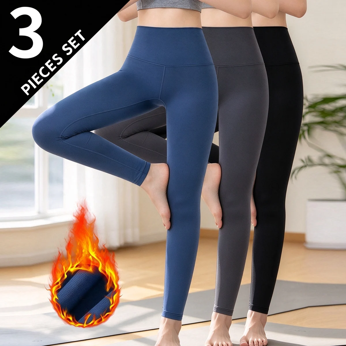 3-piece Set Of Women's Four Season Solid Color Yoga Pants Autumn Women's Youth Sports And Fitness Shark Pants Versatile Leggings