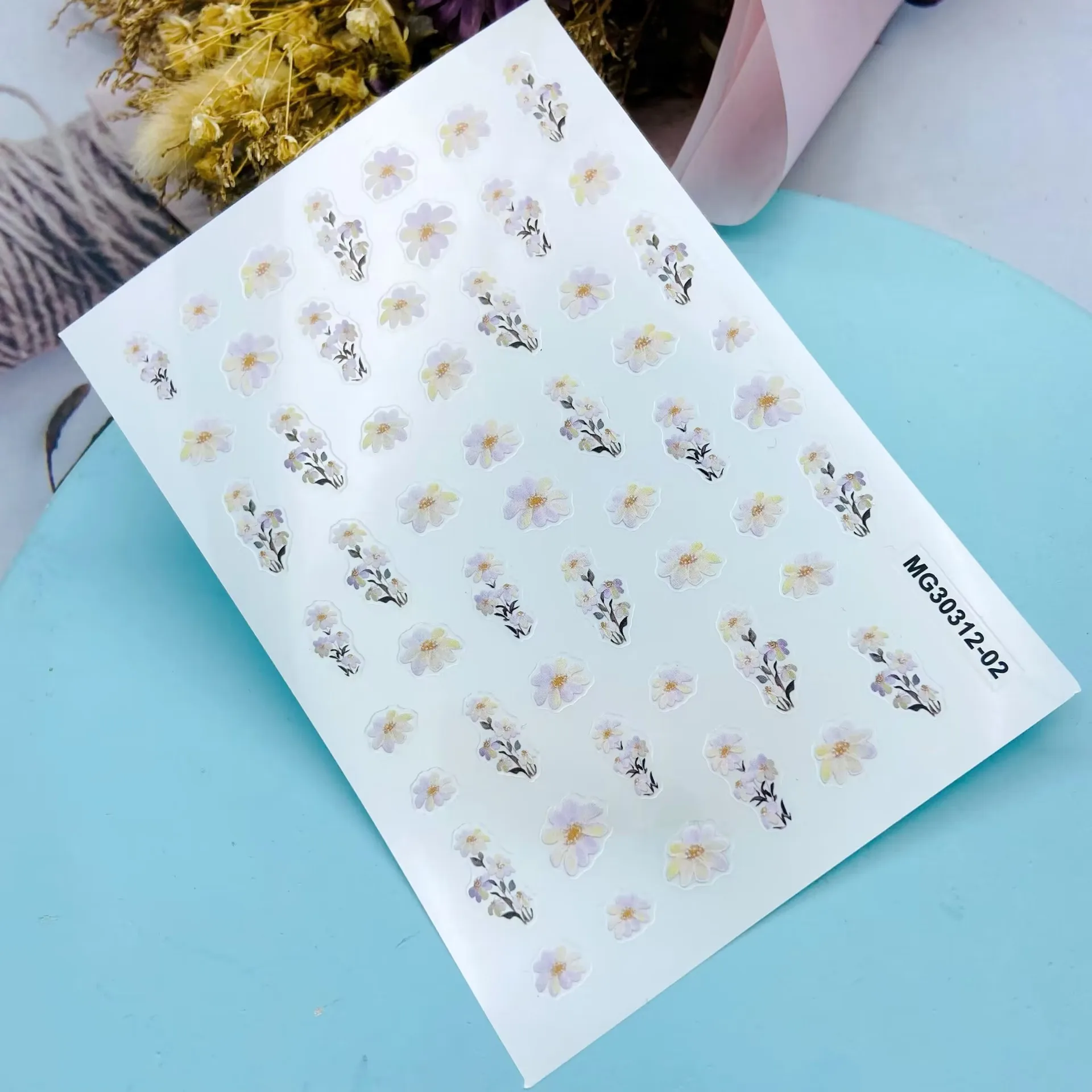 Fashion DIY Japanese Style Nail Stickers New Design of Flowers & Ball Cactus Serious Back Glue Dry Nail Decals Nail Art Manicure