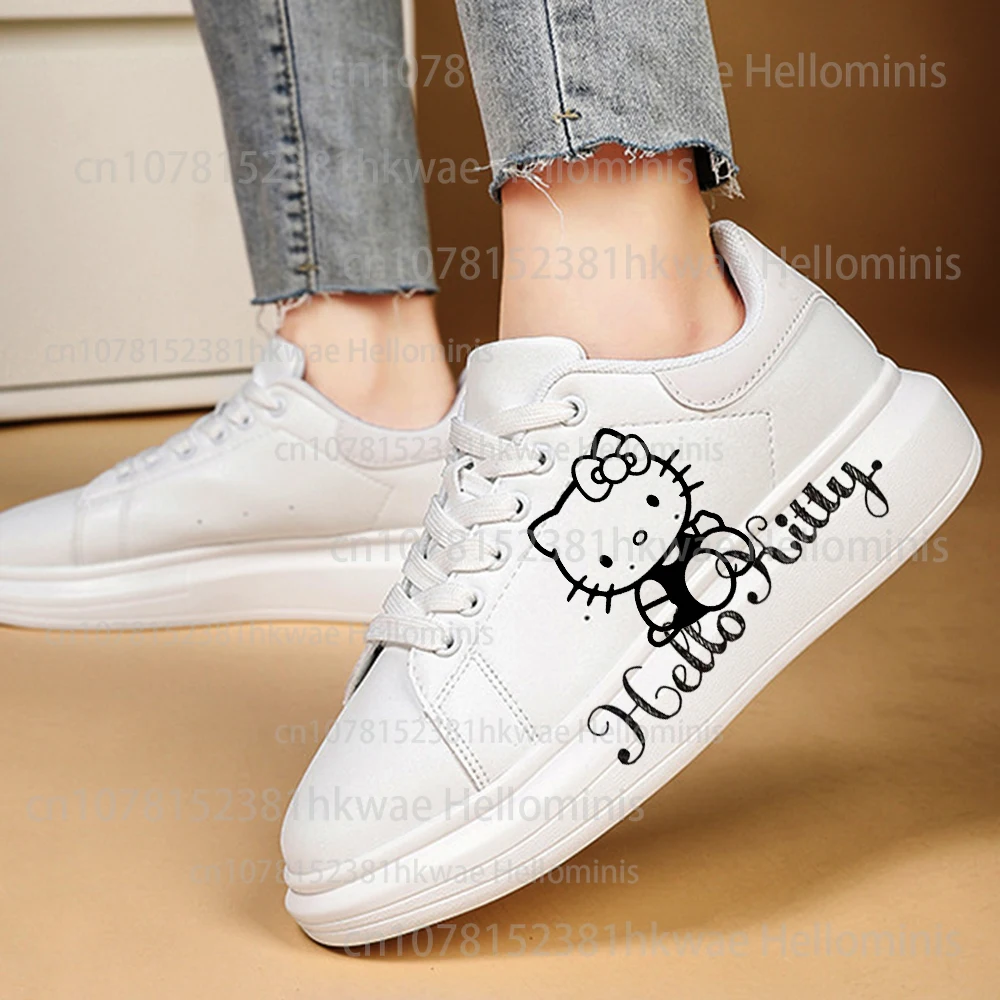 Hello kitty cute Sneakers donna scarpe casual piattaforma maschile kateboarding Fashion Girls scarpe Casual flats 3D graffiti pink