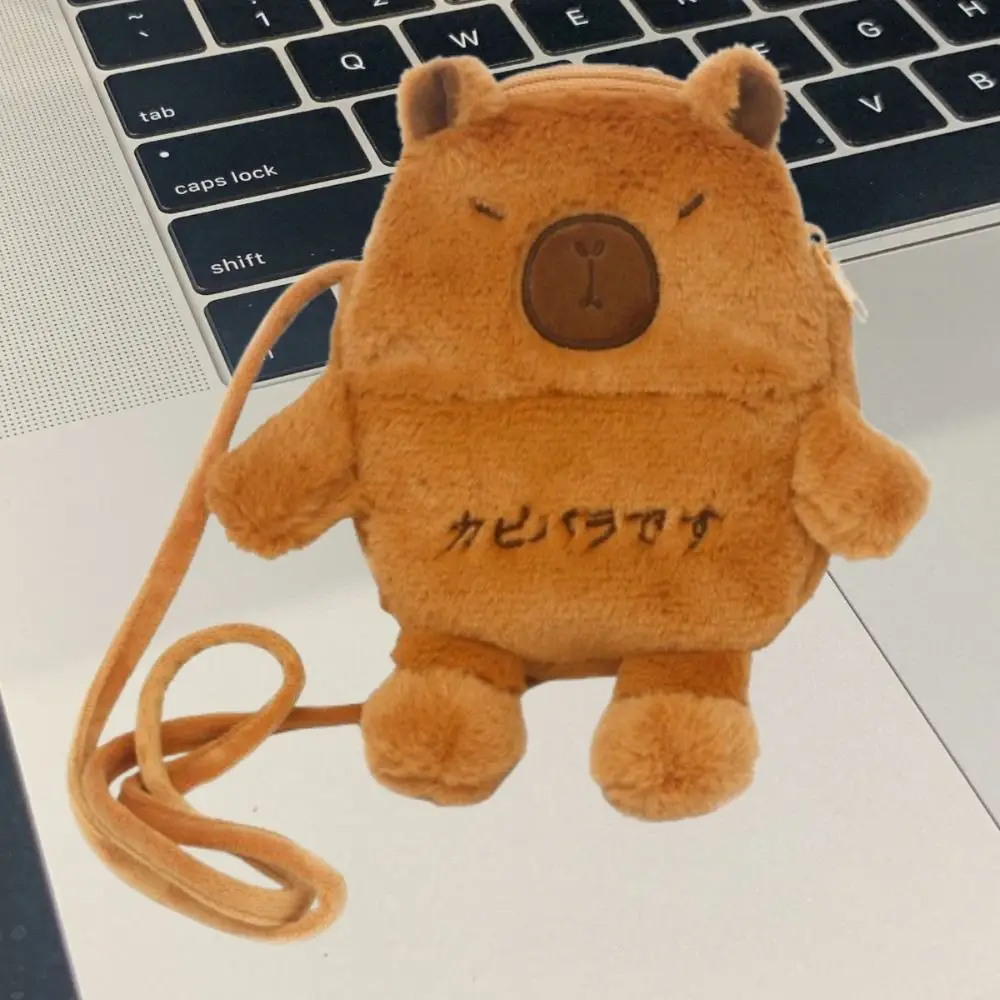 カワイイ漫画カピバラクロスボディバッグ、韓国スタイル、ソフトフォンバッグ、かわいい財布、ぬいぐるみ人形、子供用ショルダーバッグ