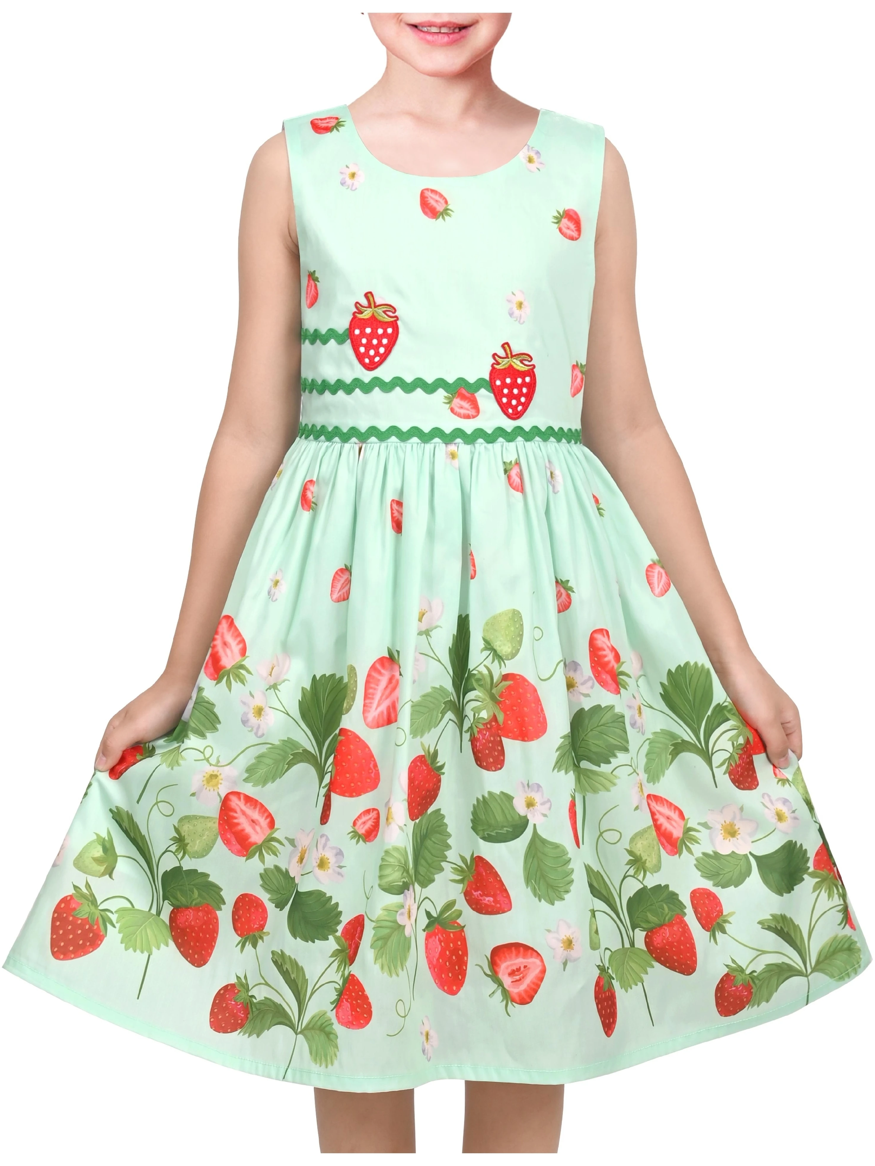

Girls Dress Rose Flower Double Bow Tie Party Sundress
