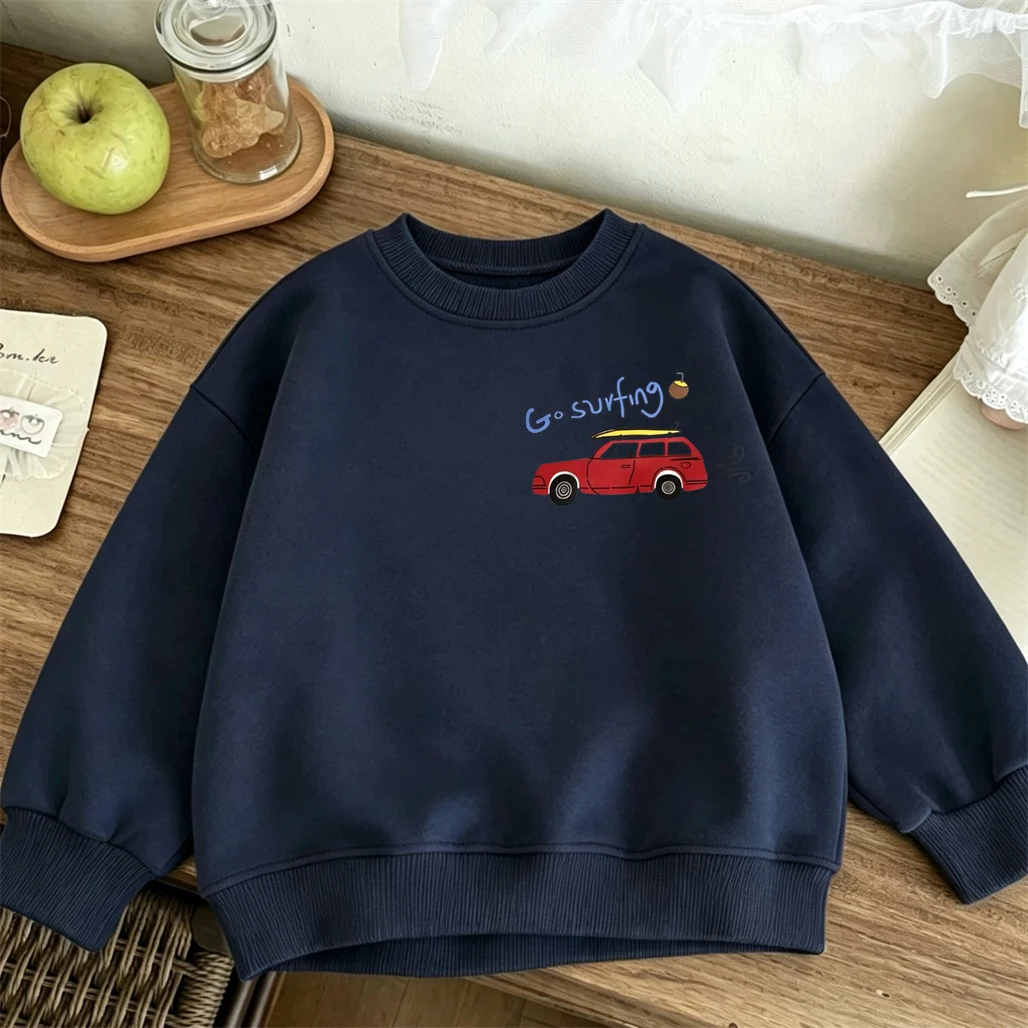 Trendige Jungenkleidung Lässige Weite Rundhals-Pullover Kleines Auto Doppelseitiger Druck Hoodies 2026 Kinder Frühling Herbst Sweatshirts – Detail 1