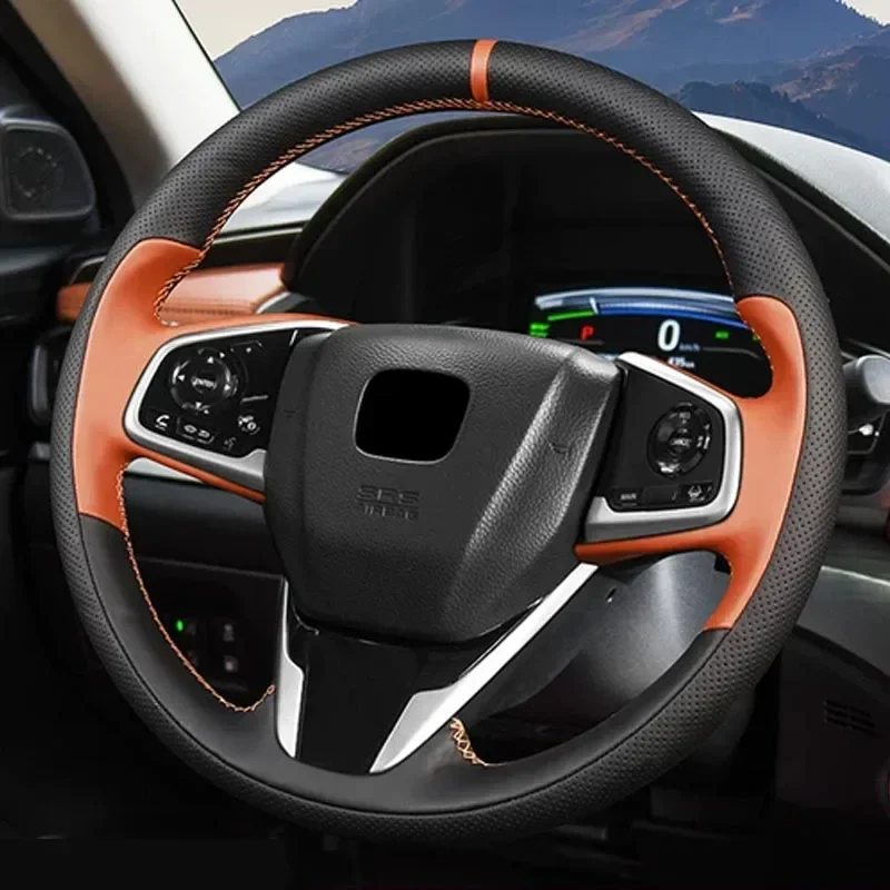 

Для Honda Civic 10 CR-V CRV 2017-2021 Clarity 2018-2021 DIY ручная работа в спортивном стиле из натуральной кожи чехол на руль автомобиля