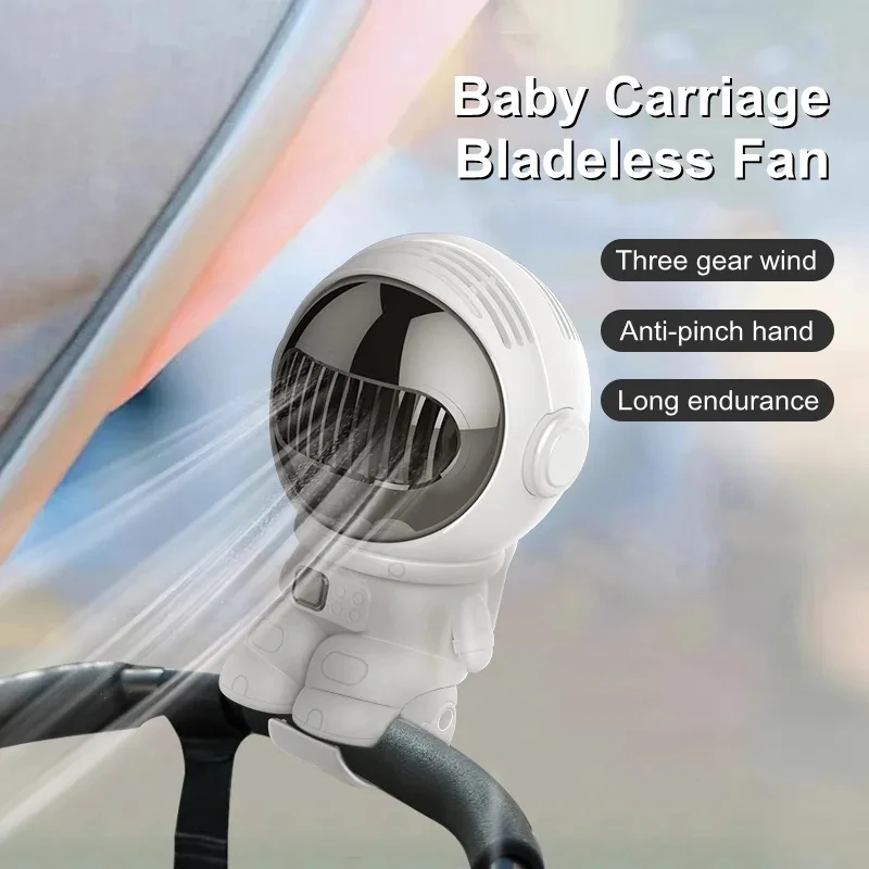 

Outdoor Portable Bladeless Stroller Fan 4000mAh USB Charging Wireless Air Cooling Fan Small Air Conditioner 3 Gear Adjustable