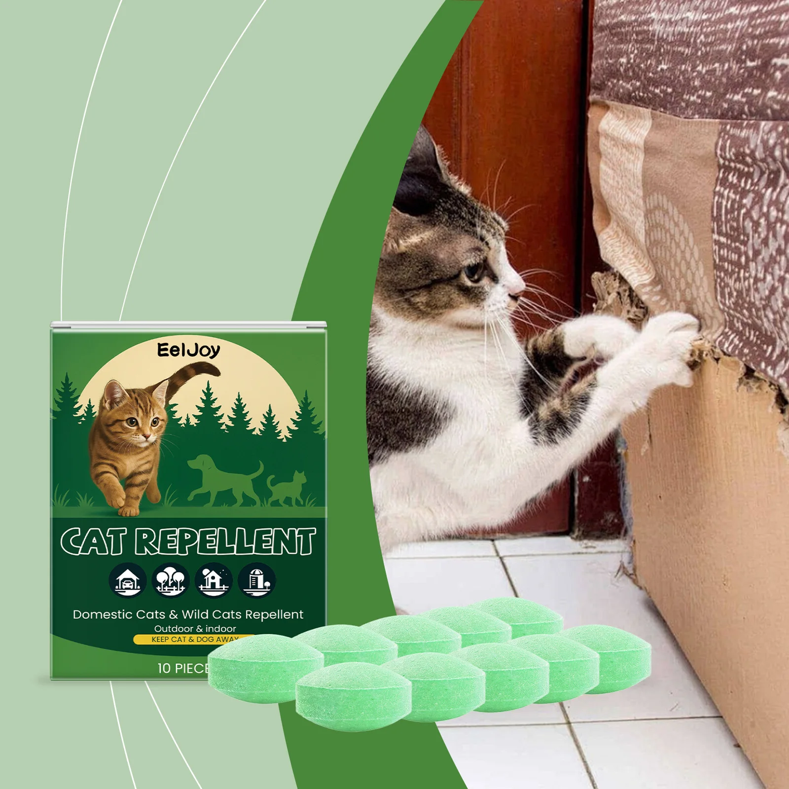 EelJoy-disuasivo para gatos, aceite de menta pimienta Natural para interiores y exteriores, bola disuasoria para gatos, repelente para perros, mantiene los gatos fuera del césped, jardín, 10 Uds.