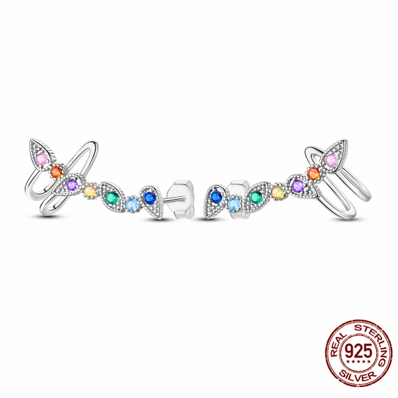

High-quality S925 sterling silver earrings, women's colored zircon earrings, anniversary and wedding jewelry gifts.
