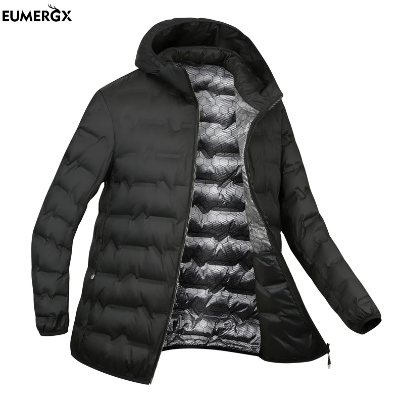 

EUMERGX Men's Down Jacket Winter Warm Duck Down Lightweight Padding Jackets Camping Climbing Trekking Graphene Lining Coat