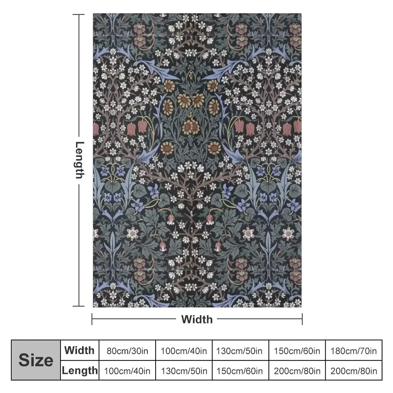 William Morris - Blackthorn Throw Blanket Giant Sofa manga christmas gifts Beach Blankets