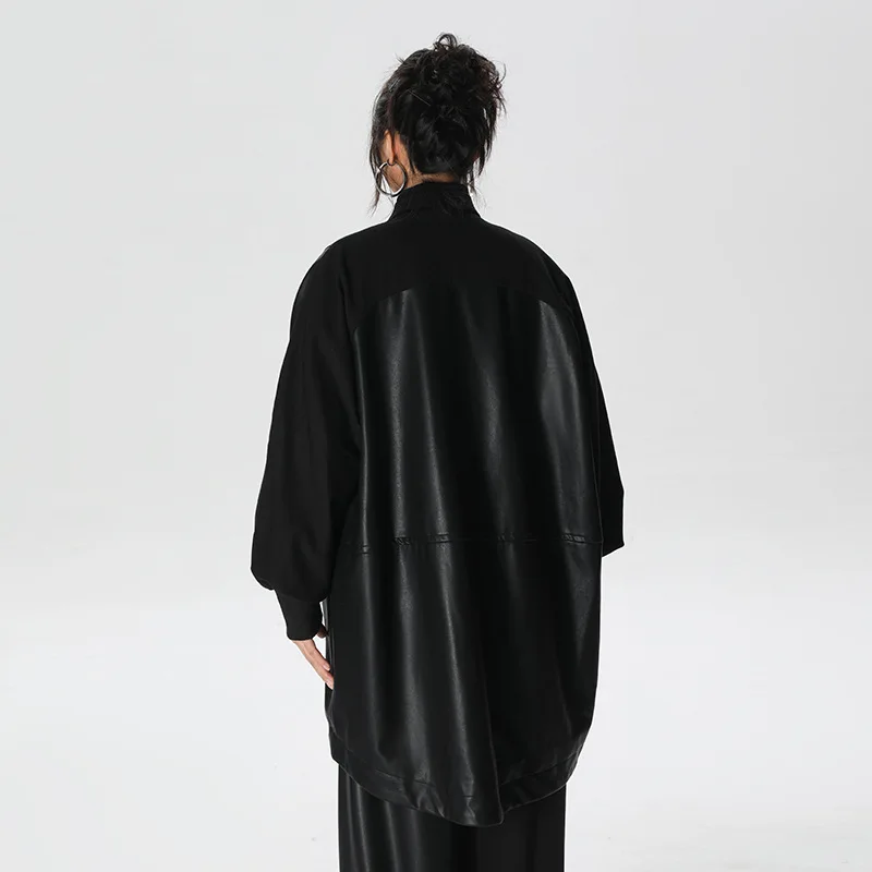 슈퍼에인 한국 싱글 브레스티드 캐주얼 가죽 재킷 2025 가을 신상 루즈 디자인 트렌치 코트