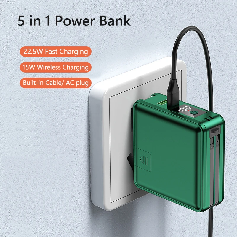 

Беспроводное зарядное устройство 15 Вт Power Bank 15000 мАч 22,5 Вт QC3.0 Быстрая зарядка для iPhone 16 15 Samsung Huawei Xiaomi Powerbank с вилкой переменного тока