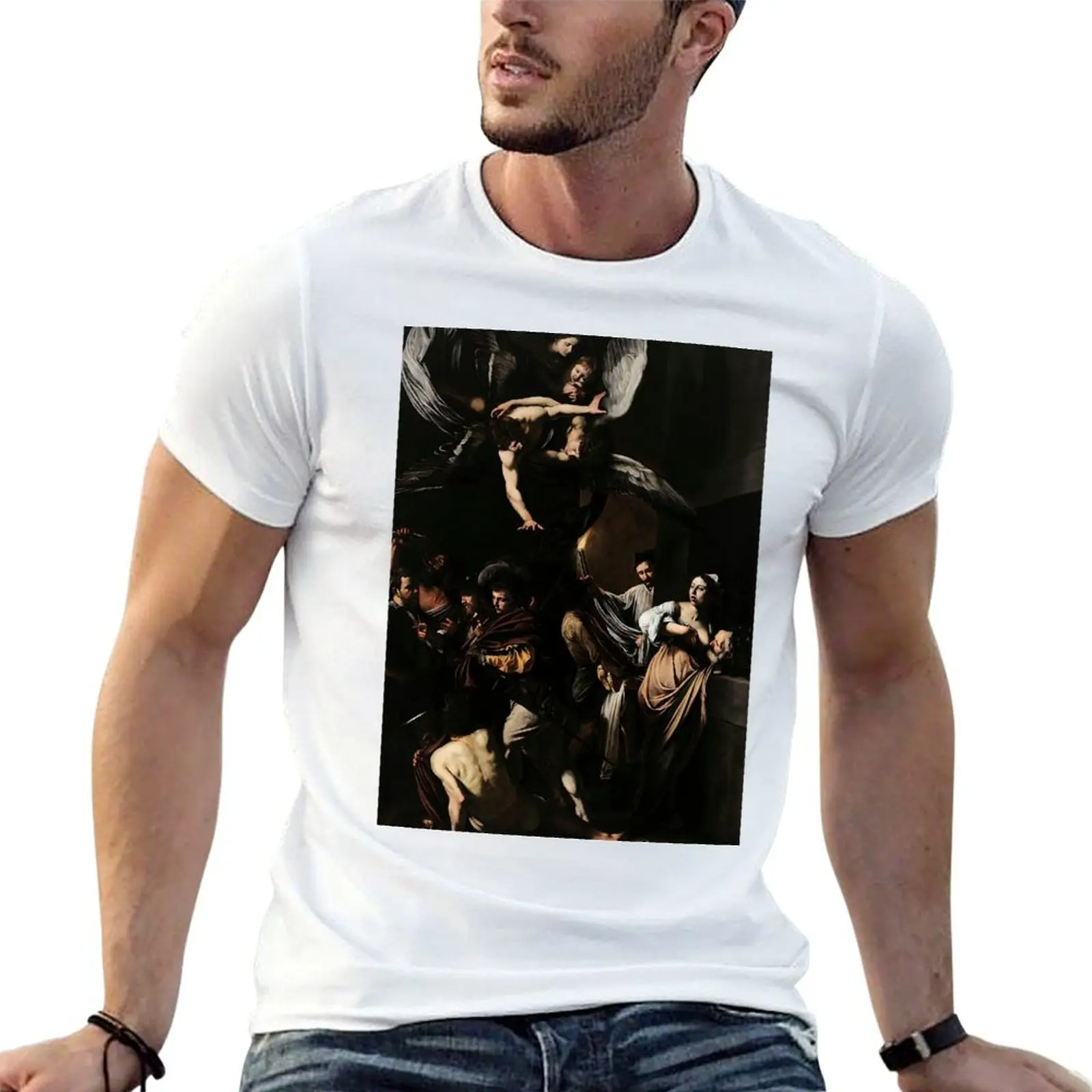 Pinturas caravaggio, arte caravaggio, artista caravaggio camiseta homem t camisa de algodão pesado