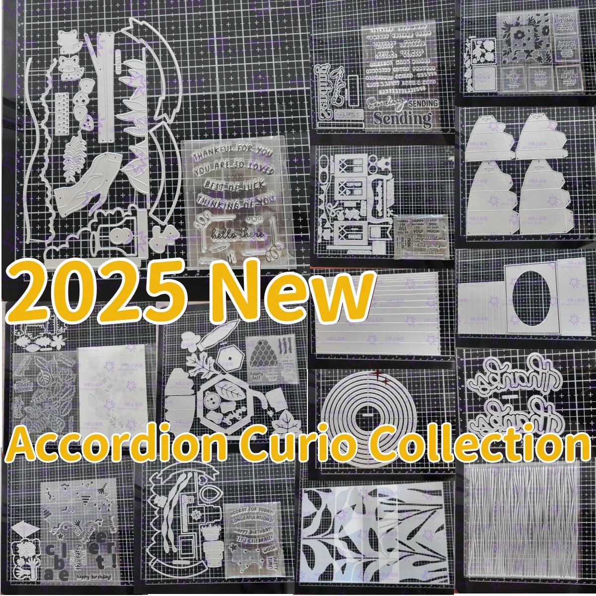Troqueles de corte de Metal de colección Curio de acordeón, plantilla de sellos transparentes, lámina caliente para álbum de recortes DIY, álbum de tarjetas de papel en relieve
