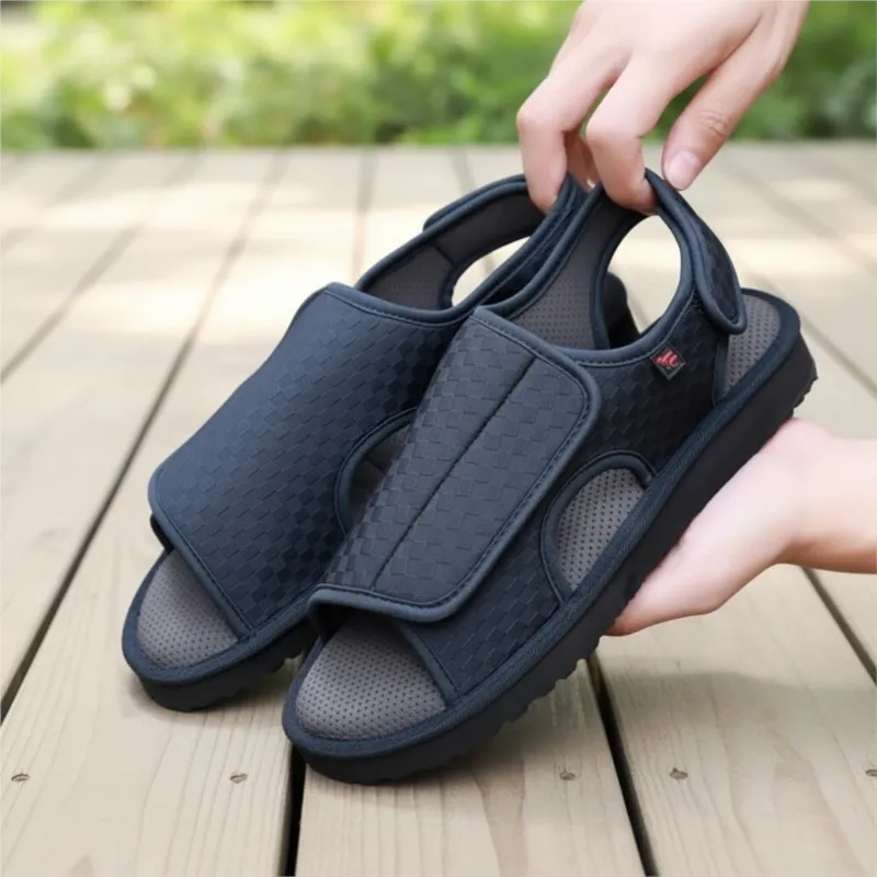

Summer Breathable Antislip Walking Sandal Adjustable Hook Loop Men Women Diabetic Shoes Black Light Size 41 49 Comfort Everyday