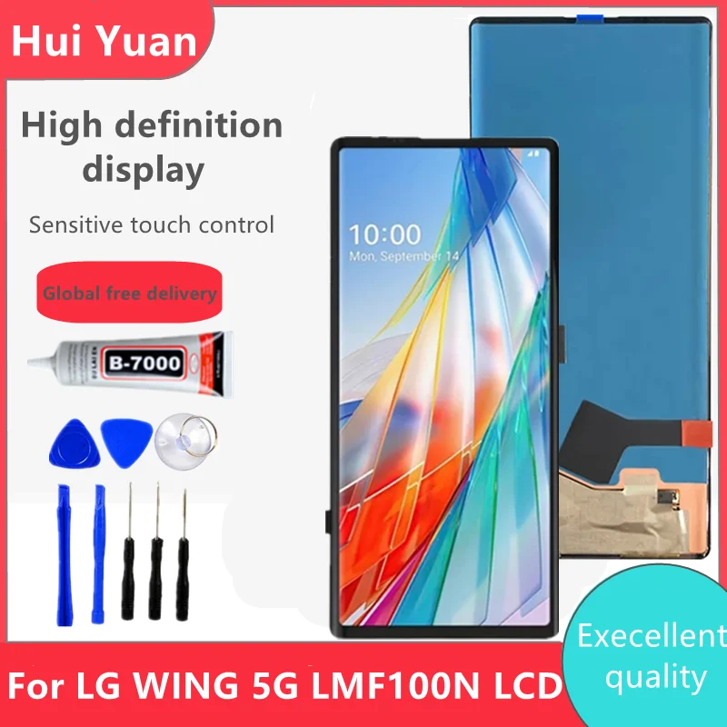 

Оригинальный ЖК-дисплей Super AMOLED для LG Wing 5G, ЖК-дисплей для LG Wing 5G LMF100N, ЖК-дисплей с сенсорным экраном и дигитайзером в сборе