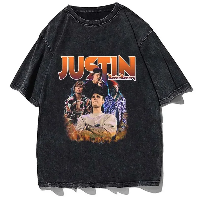 Hip hop rapper Justin Bieber T-shirt fashion cotton oversize shirt summer Men Women casual short sleeve tees tops streetswear