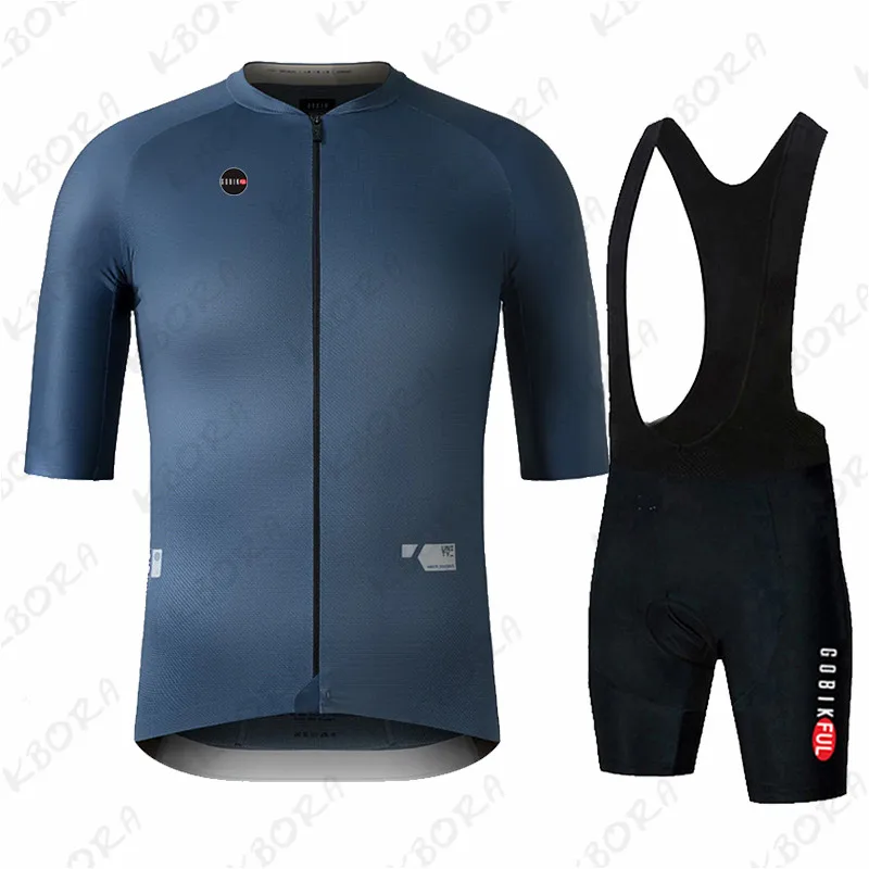 Gobikful-Conjunto de Ciclismo para Hombre, maillot de manga corta transpirable para triatlón, Verano