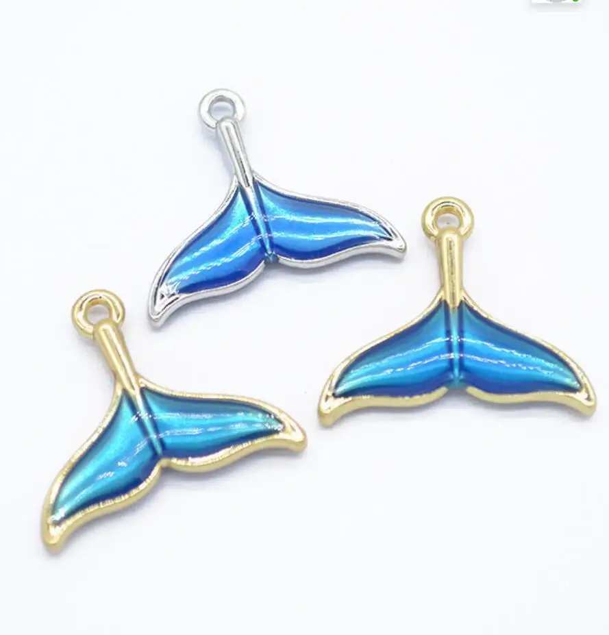 10pcs Drop Oil Mermaid Whale Tail Enamel Charms for Jewelry Making DIY Girls Pendant Bracelet Necklace Earring 20*18mm F0500