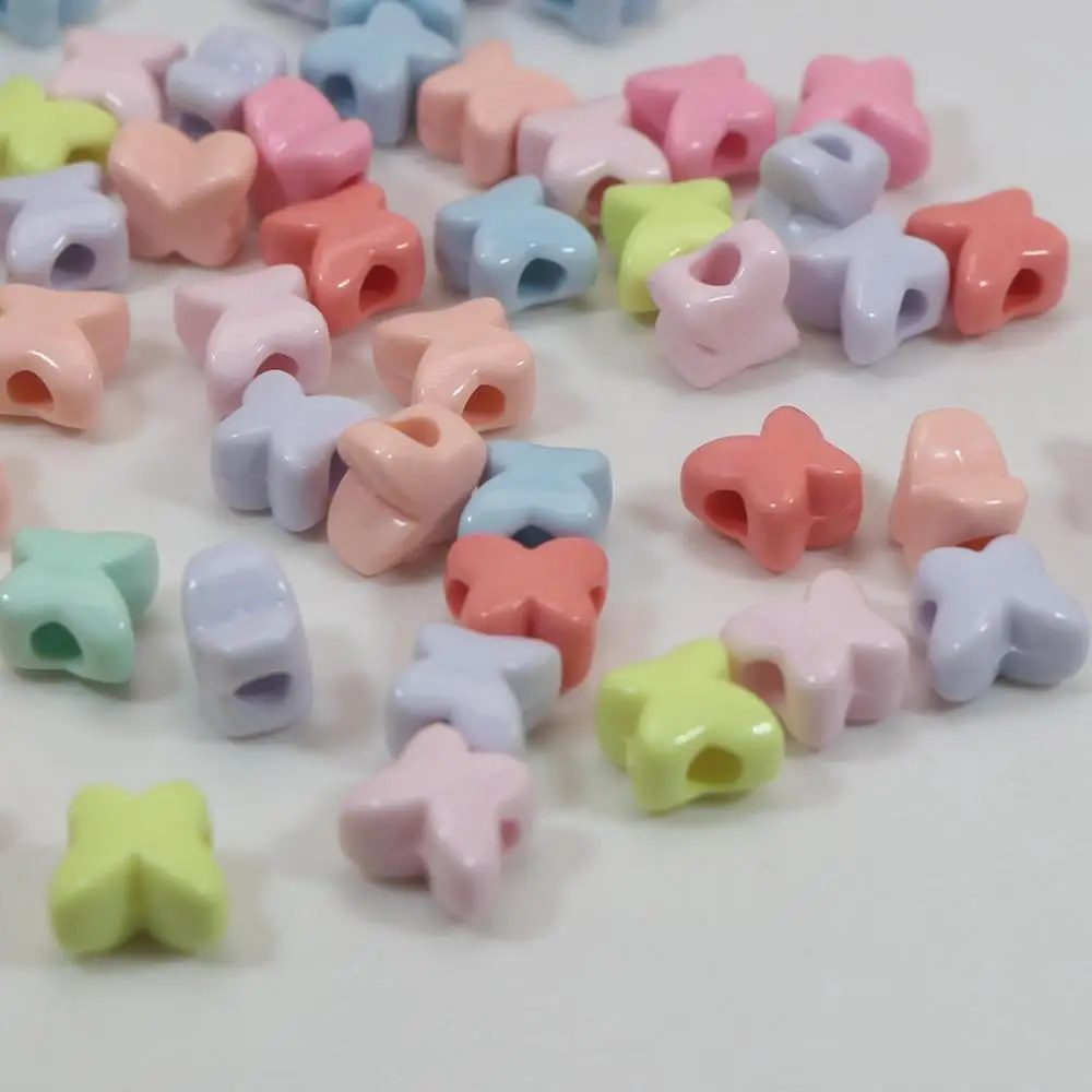 200 Mixed Pastel Color Acrylic Butterfly Pony Beads 8mm for Kids Craft Bracelets