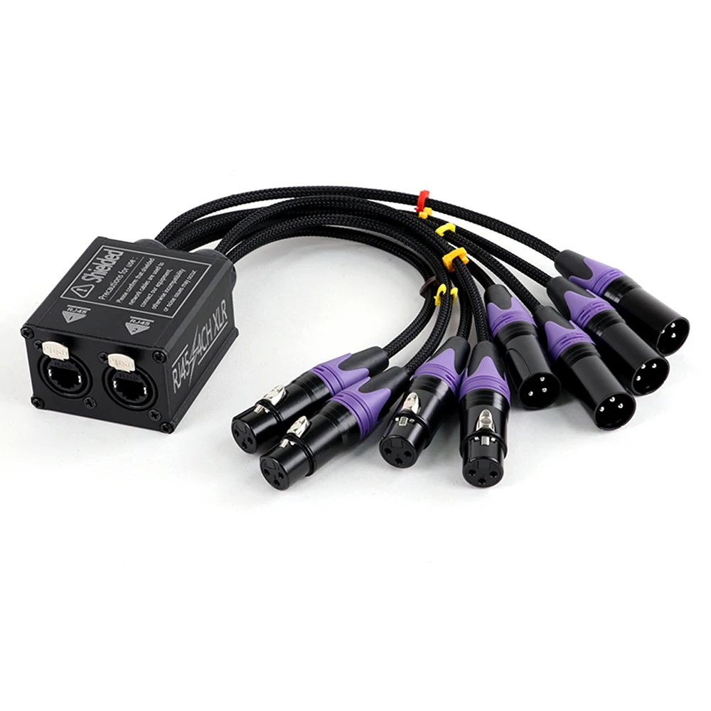 XLR Audio Mixers Snake 8 Channel 3Pin to Dual RJ45 Multi Network Breakout Cable Ethercon Stage Box for Stage Recording Studio