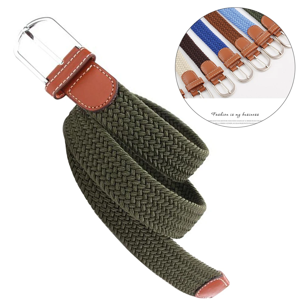 

Elastic Braided Belt Stretchable Belts for Men Women Adjustable Twine Belt Alloy Buckle Fits Jeans Casual Pants