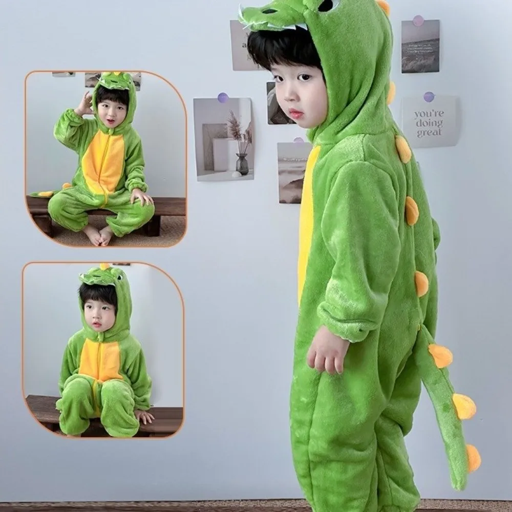 NEW Halloween Theme One-Piece Pajamas Flannel Soft Warm Newborn Outfit Set Tiger Panda Dinosaur Pajamas Party Decor