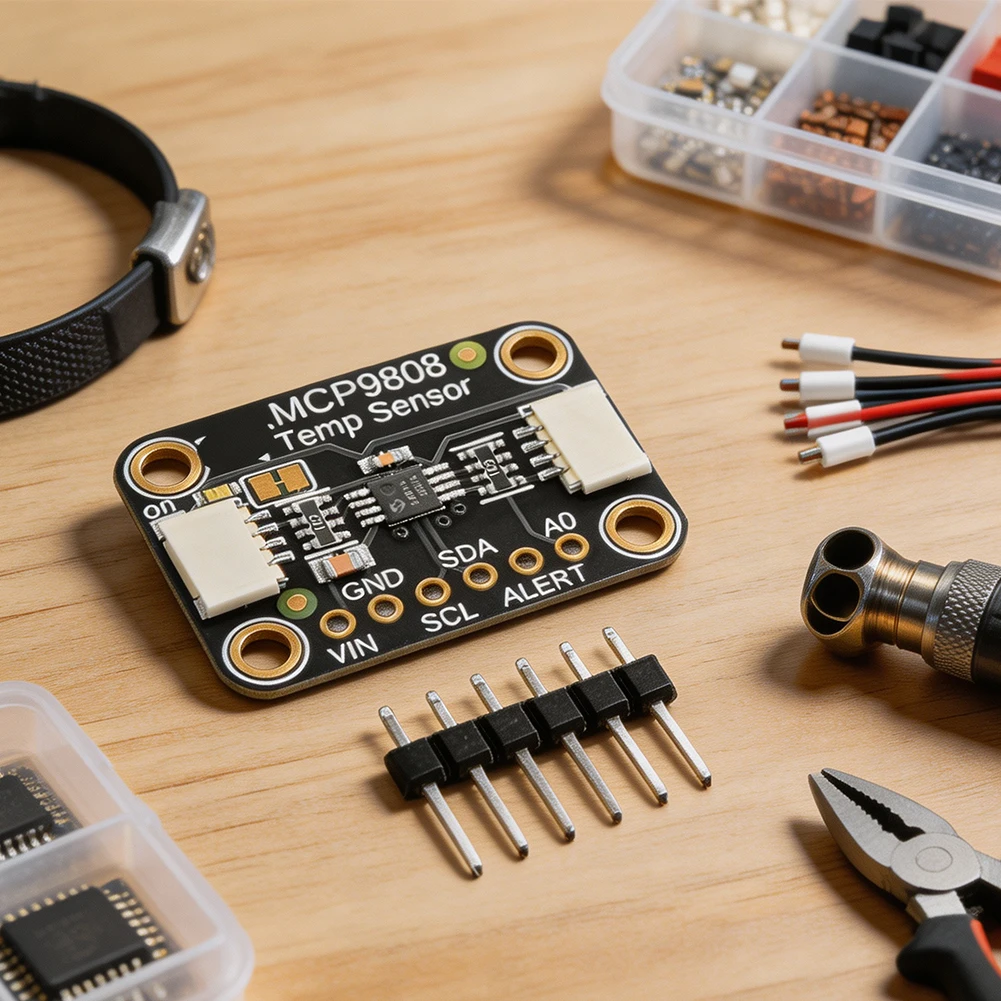 I2C Temperature Sensor Module Based on MCP9808 5027 Model for Integration with Microcontrollers and Single Board Computers