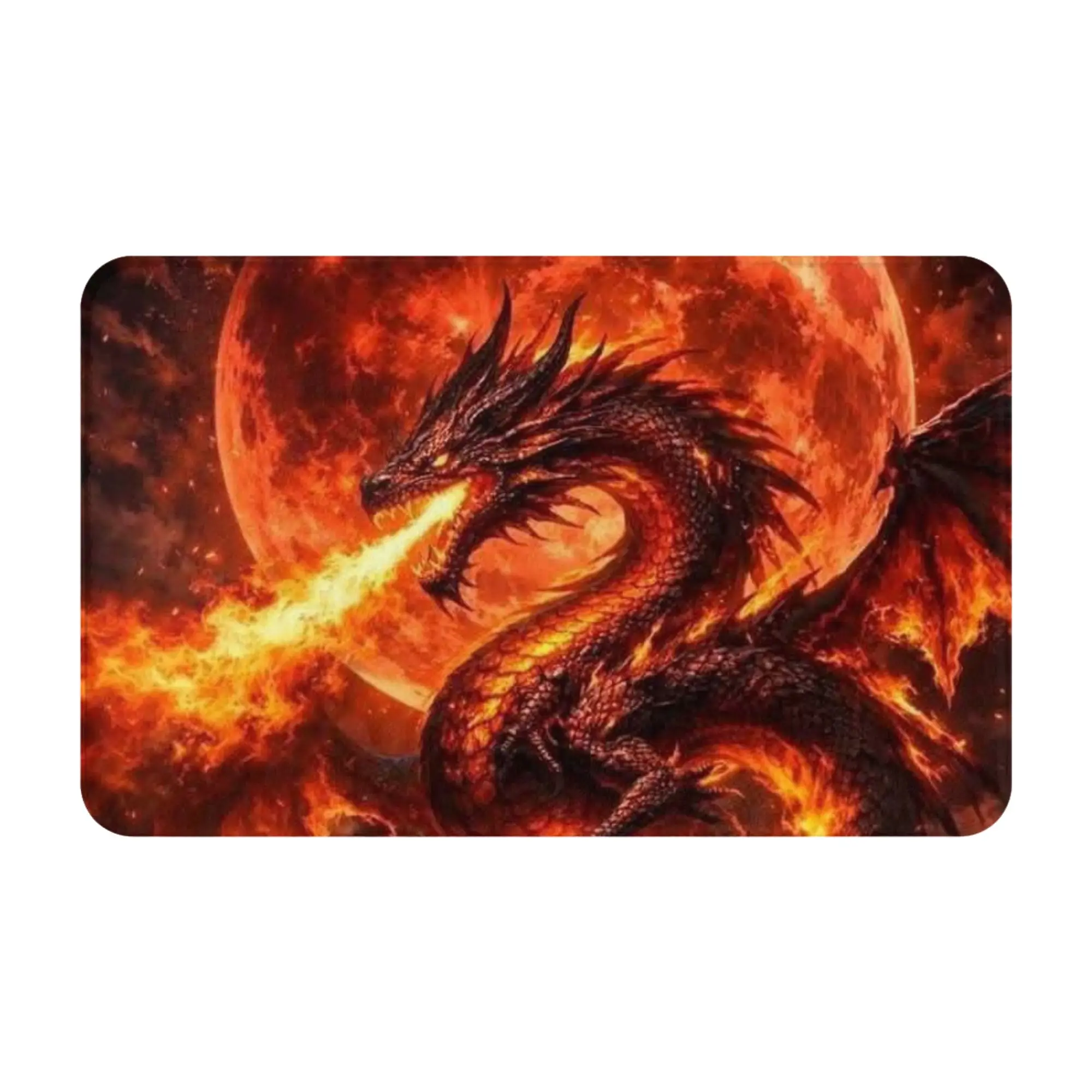 Blood Moon Fire Dragon Fantasy Anti-Slip Doormat Bath Mat  Entrance Indoor Home Decorative