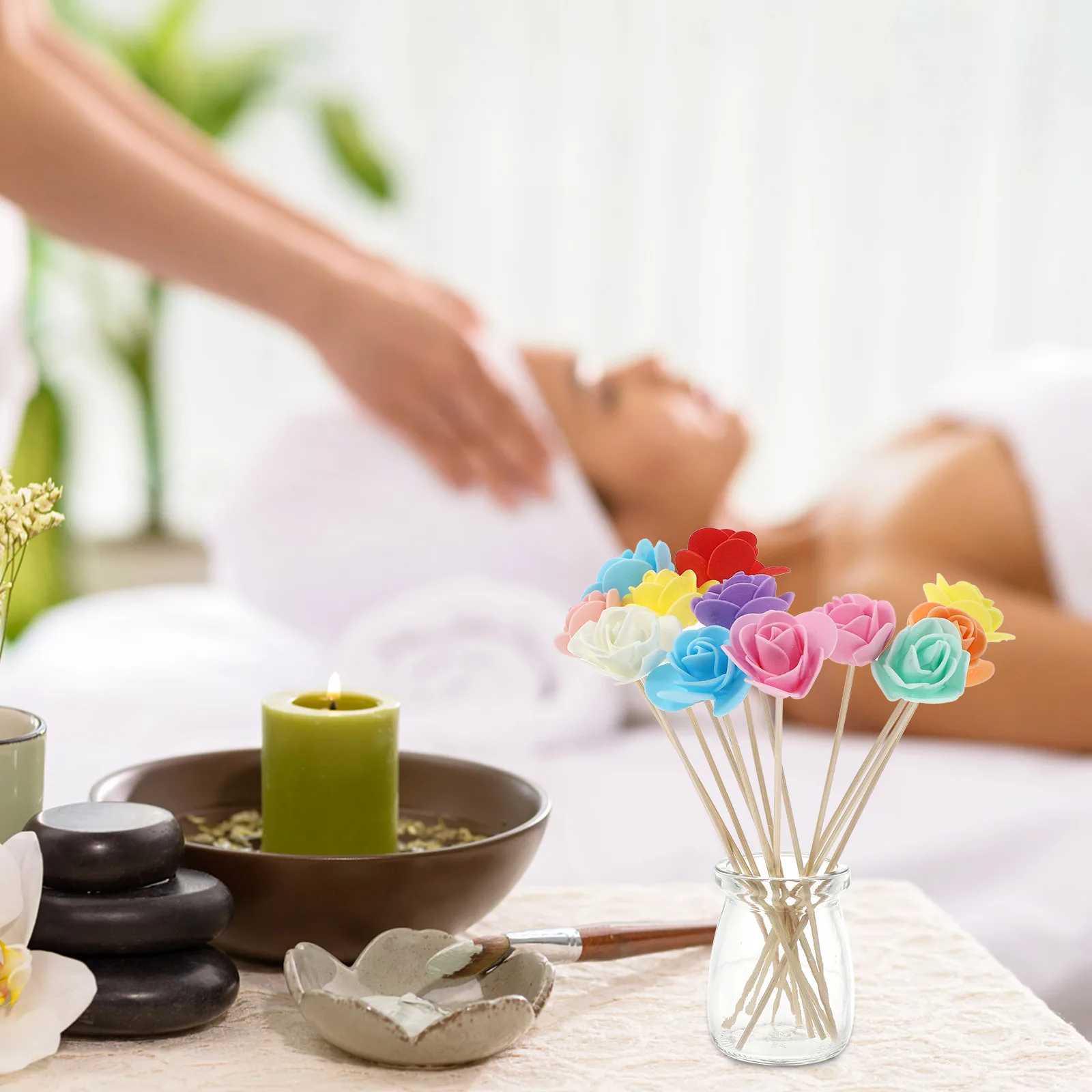 

12 Pieces White Reed Diffuser Sticks Porous Pe Aromatherapy Rods for Home Hotel Coffee Purifier Aromatherapy Sticks