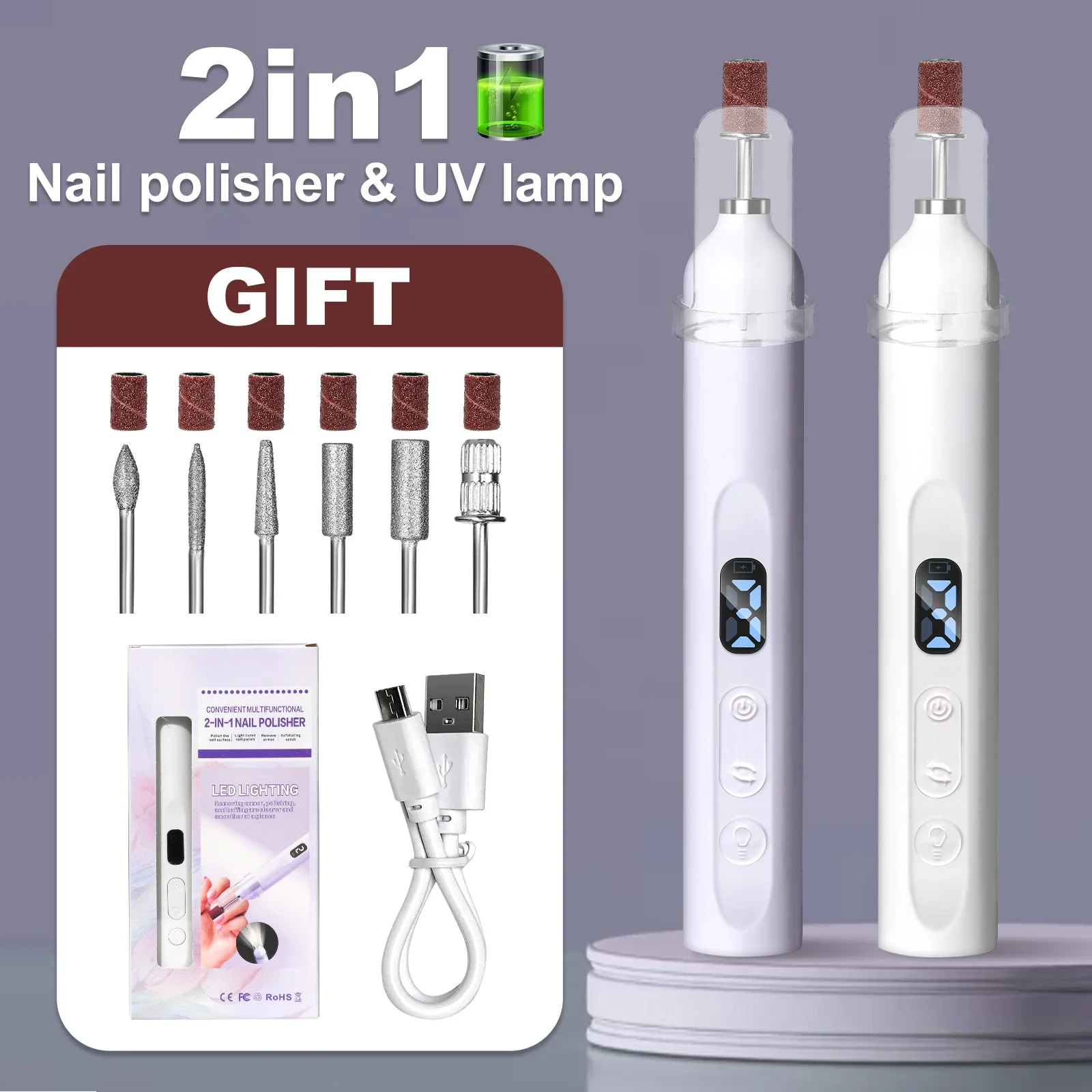

Electric Nail Drill With Drill Bit And Sanding Belt - Cordless Professional Nail Polish For Nail And Foot Care