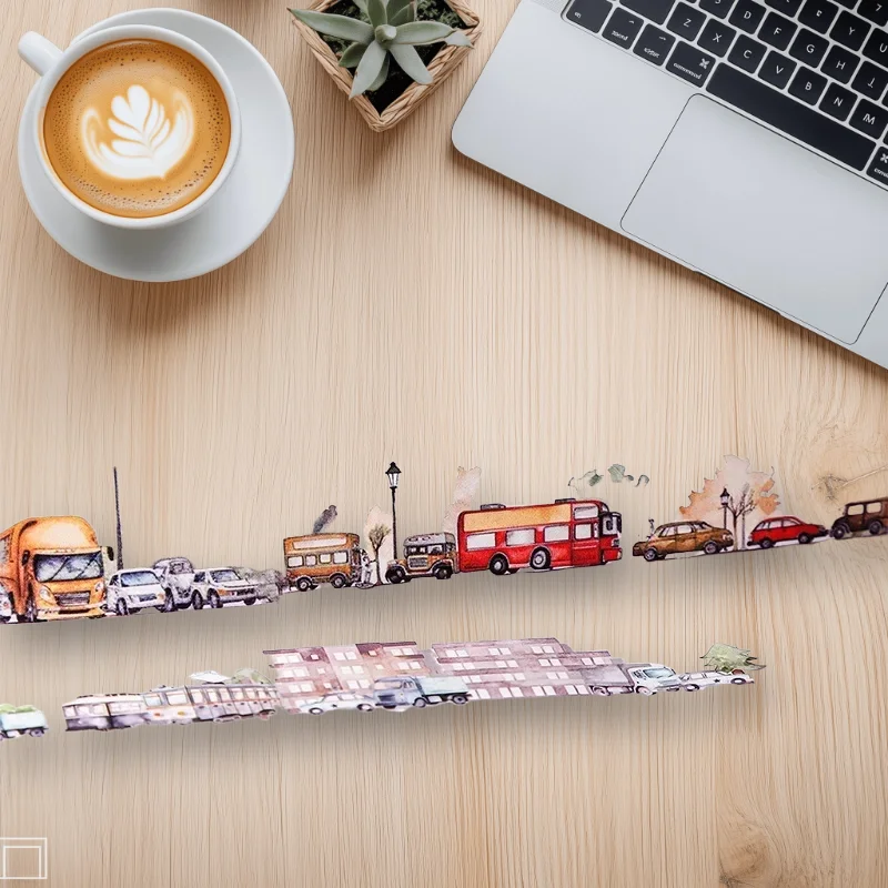 

1Roll Road Landscaping Tape City Supplies Shuttle car Scenery Traffic Adhesives PET Transparent Handbook Scrapbook 30mm*2m