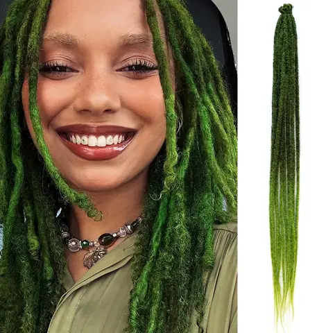 Dreadlock Extensions 1 Pack (10Strands) Synthetic Handmade Crochet Dreads 24 Inches Synthetic Heat Resistant Wigs Pre Stretched