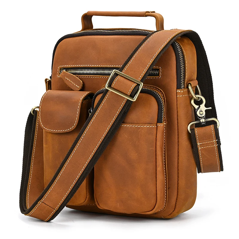 New style top layer cowhide mobile phone men's bag business commuting men's small body cross bag men's bag single shoulder