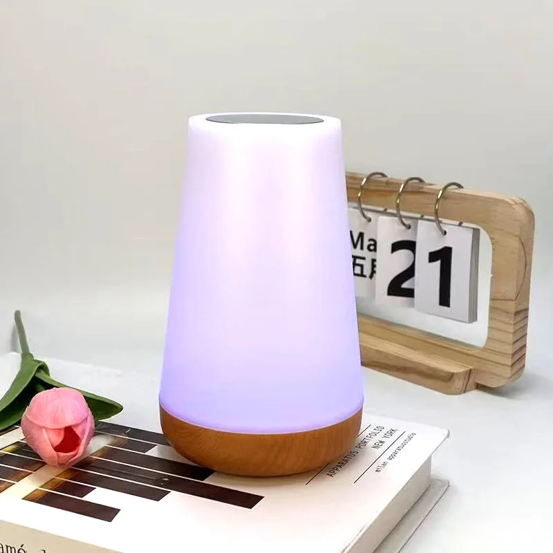 

LED Night Creative Wood Grain Light Touch Patting Lamp Remote Control RGB Color Ambient Light for Bedroom Bedside Home Decor