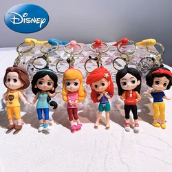 Disney Cartoon Princess Silicone Keychain Anime Figure Frozen Elsa Snow White Belle Ariel Keychain Car Backpack Accessories Gift