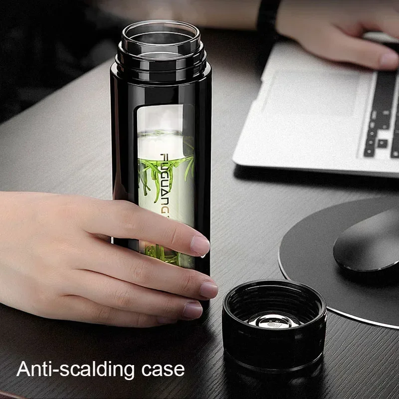 320ml Water Bottle Protein Shaker Outdoor Travel Portable Leakproof Lemon Juice Glass Waterbottle Anti-scalding Hard