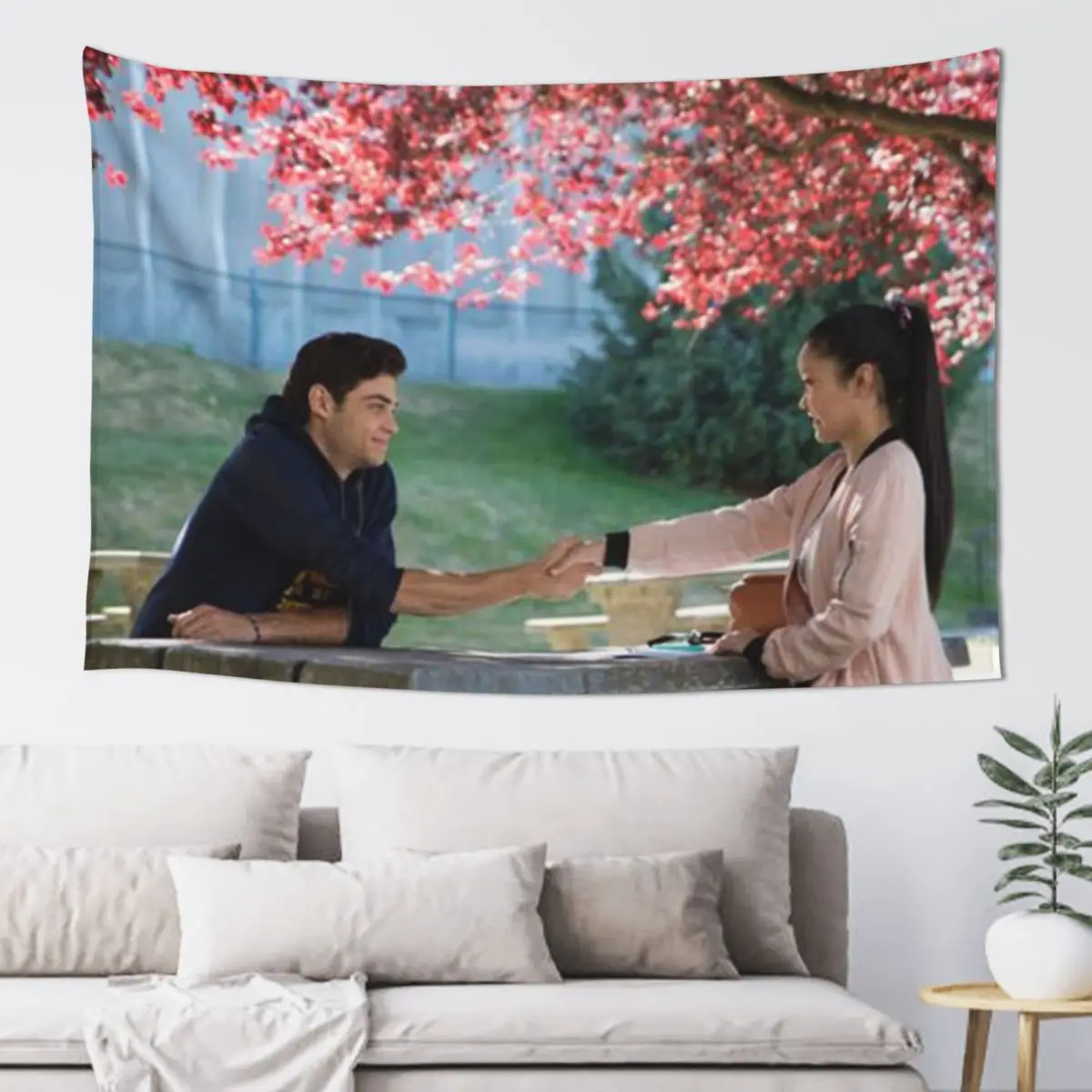 

Lara Jean and Peter under tree Tapestry Japanese Room Decor Decor For Bedroom Tapestry