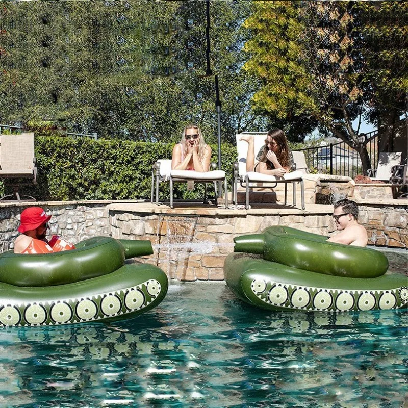 Amazing Adult Inflatable Tank Shaped Pool Float Smooth Ride On Water Spray Quick Inflate For Beach Trips Backyard Pools Summer Leisure pool toys