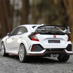 Coche de aleación de TYPE-R HONDA CIVIC 1:24, vehículo deportivo de Metal fundido a presión, colección de sonido y luz, regalo para niños