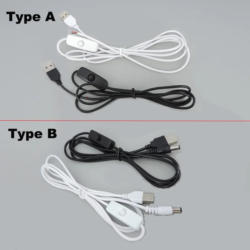 DC 5V USB Male Power Supply Wire with on/off button Switch Extension Cable for DIY LED Strips  u