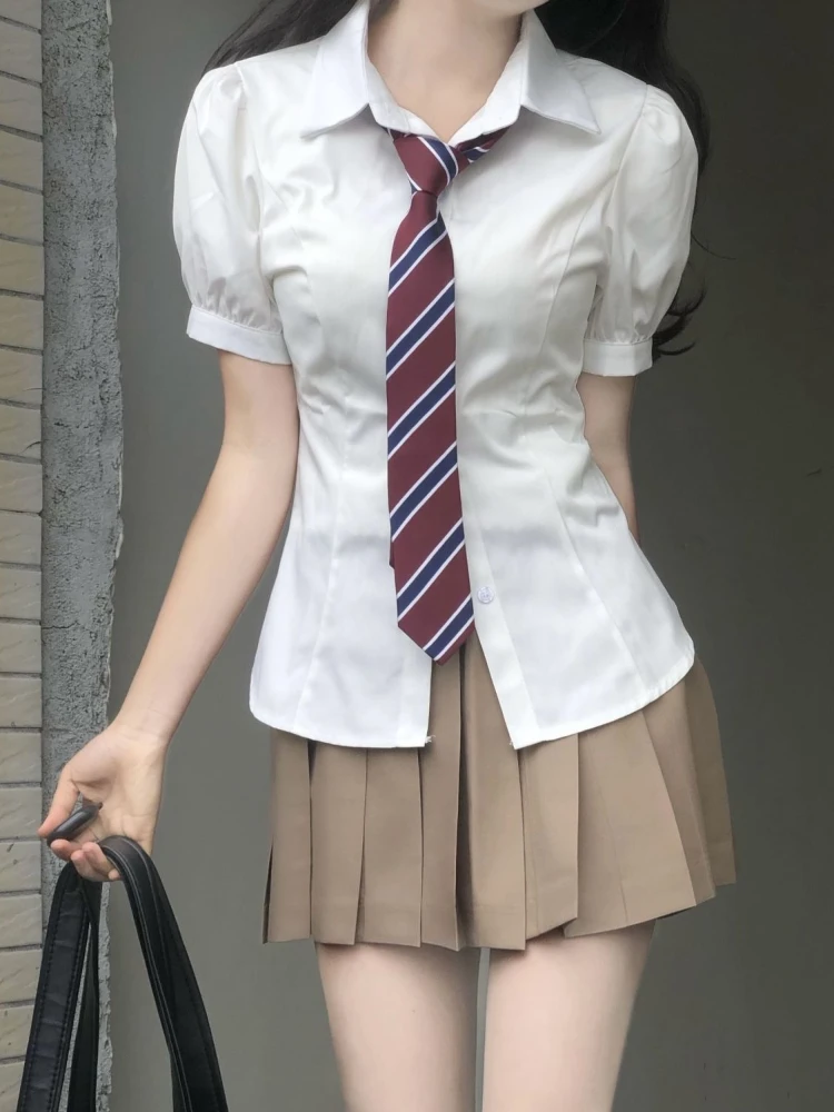 Shirts Women Y2k JK Lolita Summer Lovely Short Sleeve Tunic Schoolgirl Slim Korean Fashion Streetwear Blusas All-match Student