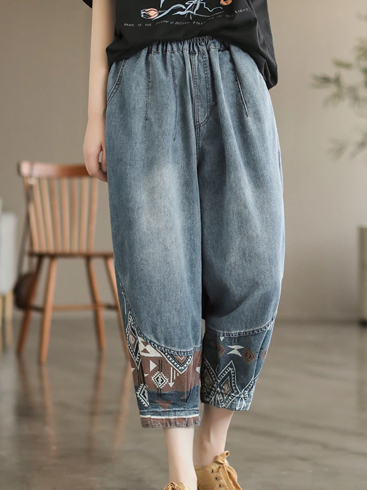 Max LuLu Fashion Spring Denim Pantalons Womens 2024 Leisure Printed Harajuku Jeans Ladies Korean Luxury Vintage Harem Trousers