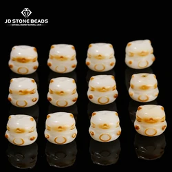 10 Pcs/lot Natural Wooden Bead Gradient White Bodhi Root Carved Lucky Cat