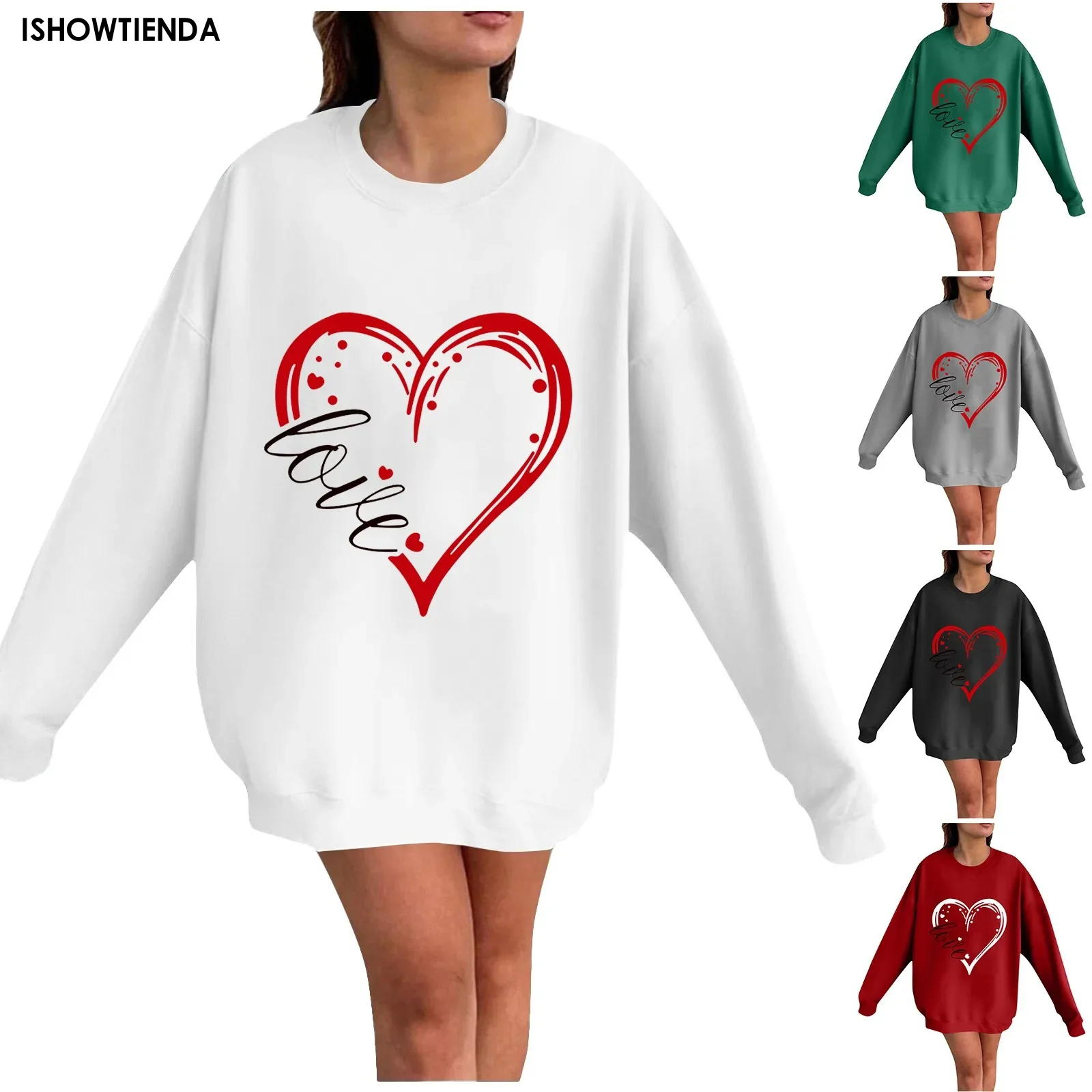 Spring Sweatshirt For Women Red Valentine's Day Long Sleeve Tops Loose O Neck Fashion Pullovers New Oversized Woman Clothing