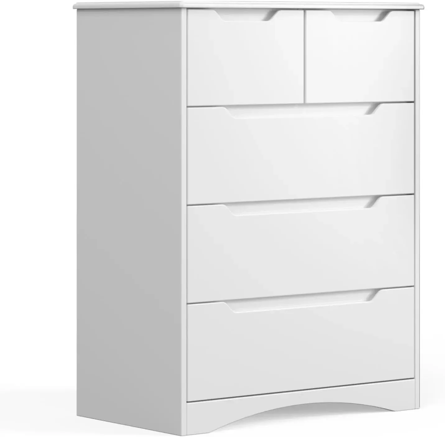 5 Drawers Chest, White Dresser for with Embedded Handle, Sturdy Anti-Tripping Device, Chest of Drawers with Large